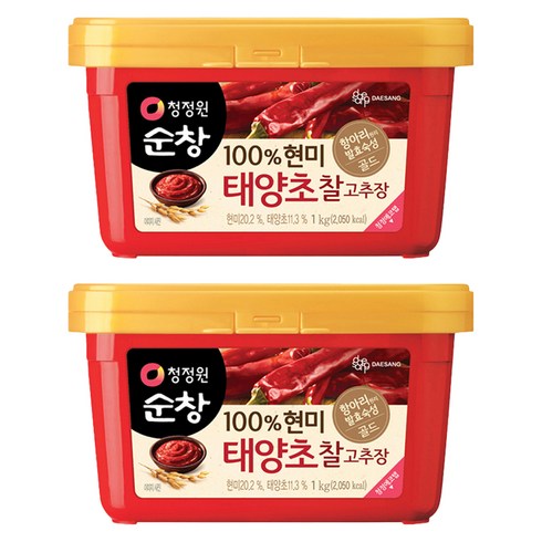 청정원순창 100% 현미 태양초 찰고추장, 1kg, 2개