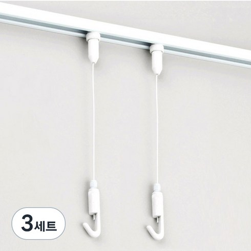 철물백화점 액자걸이 레일형 1m 2p + 레일 1m 세트, 화이트, 3세트
