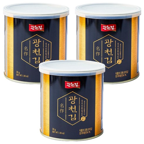 광천김 명작 캔김, 30g, 3개