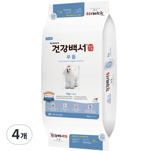 뉴트리나건강백서 강아지 기능성 사료, 푸들, 6kg, 4개