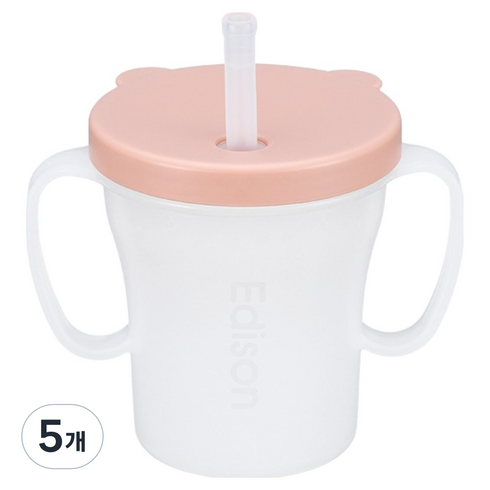 에디슨 베이비 흘림방지 빨대컵, 200ml, 5개, 핑크(CU3543)