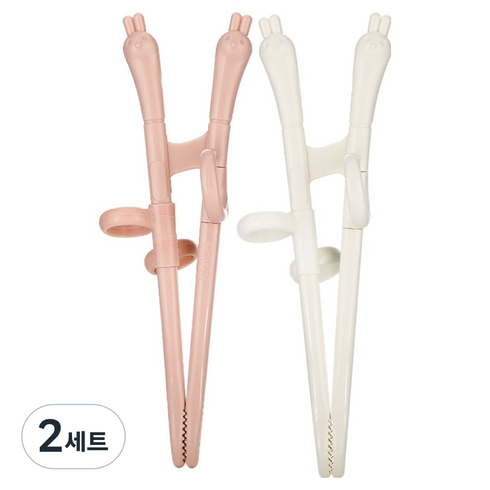 에디슨 스스로 미니 젓가락 2종 세트 토끼, PINK, IVORY, 2세트