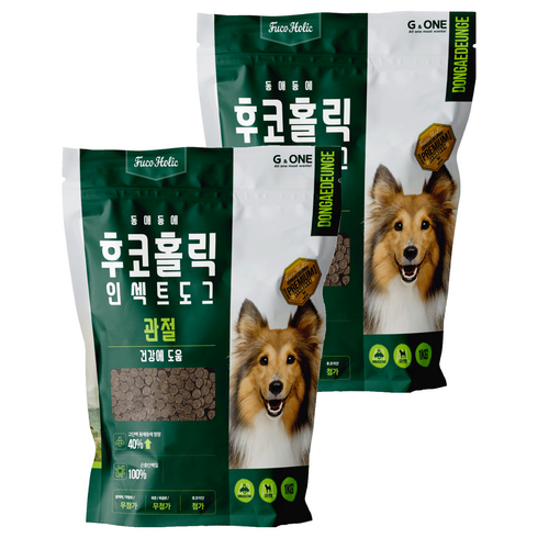 후코홀릭 인섹트 도그 프리미엄 기능성 사료, 뼈/관절강화, 1kg, 2개