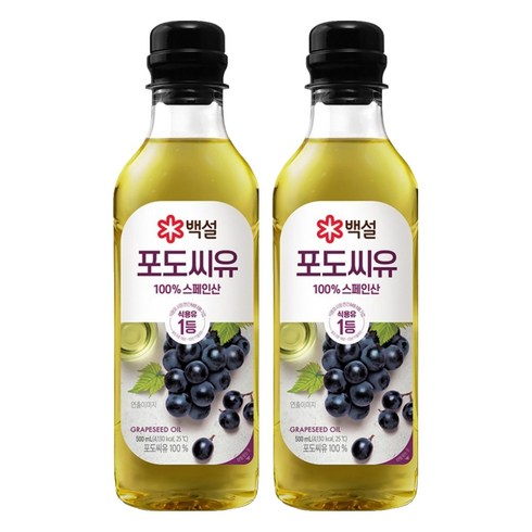 백설 포도씨유, 500ml, 2개