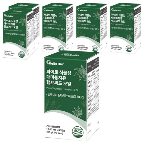 헬로바이오 파이토 식물성 대마종자유 햄프씨드 오일, 30정, 6개