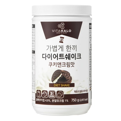 비타할로 가볍게 한끼 다이어트 쉐이크 쿠키앤크림맛, 750g, 1개