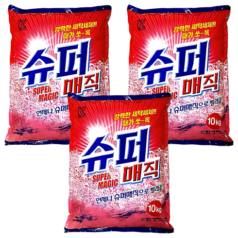 크린테크 슈퍼매직 분말세제 리필, 10kg, 3개