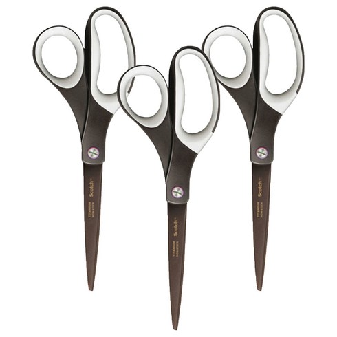 쓰리엠 스카치 프리미엄 티타늄 가위 20.3cm, 브라운 + 화이트, 3개