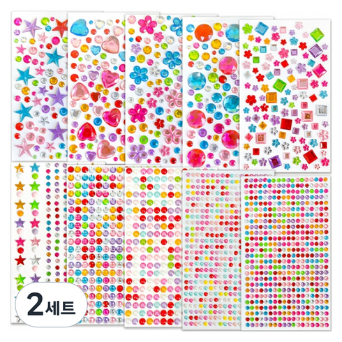 쿠말 시선강탈 입체 보석 다꾸 스티커 10종 세트, 혼합색상, 2세트