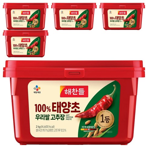 100% 태양초 우리쌀 고추장, 2kg, 5개