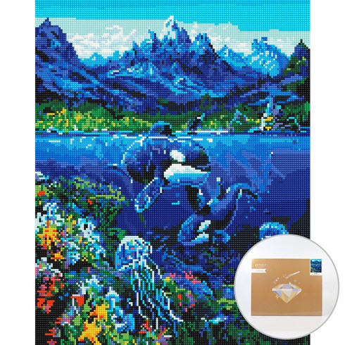 아트조이 DIY 보석 십자수 캔버스형 50 x 40 cm, 해저탐험, 1세트