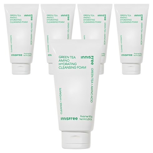 이니스프리 그린티 수분 아미노 클렌징 폼, 150ml, 5개