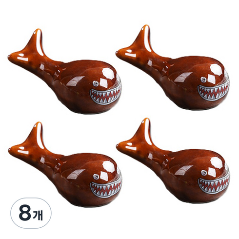 귀여운 샤크 수저 받침 홀더, 브라운, 8개