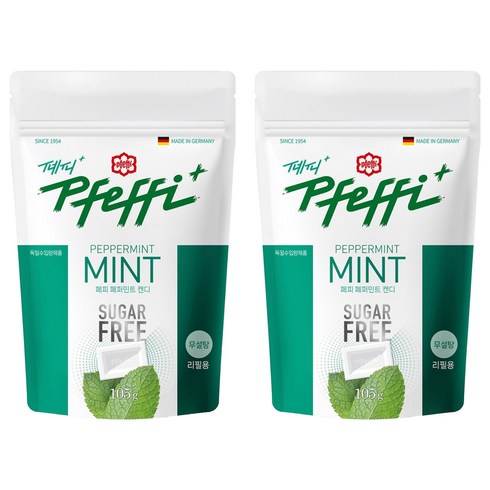 페피 무설탕 페퍼민트 캔디, 105g, 2개