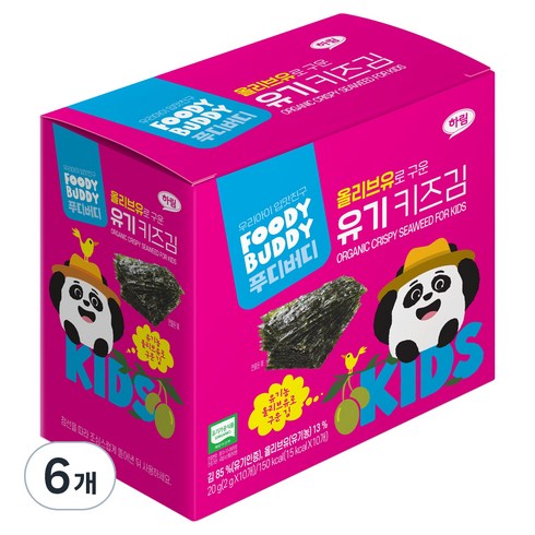 푸디버디 올리브유로 구운 유기 키즈김, 유기원초/올리브유, 20g, 6개