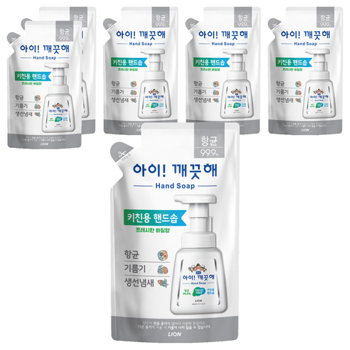 아이깨끗해 항균 키친용 핸드솝 바질향 리필, 200ml, 6개