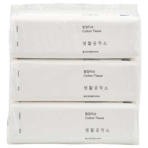 생활공작소 뽑아쓰는 팝업 미용티슈 2겹, 180매, 3개