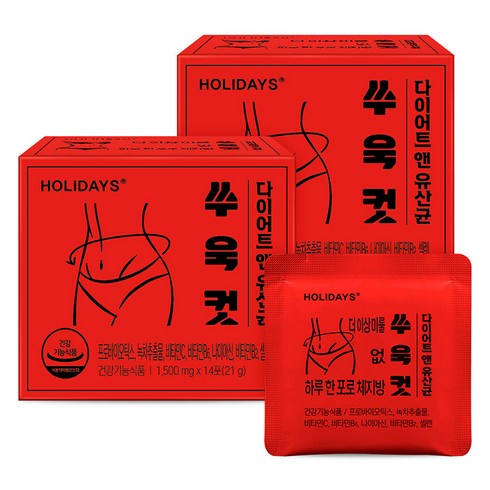 홀리데이즈 쑤욱컷 다이어트 앤 유산균 14포, 21g, 2개