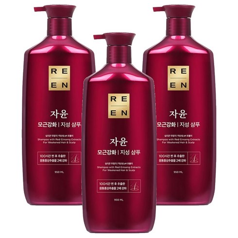 리엔 자윤 모근강화 지성 샴푸, 950ml, 3개