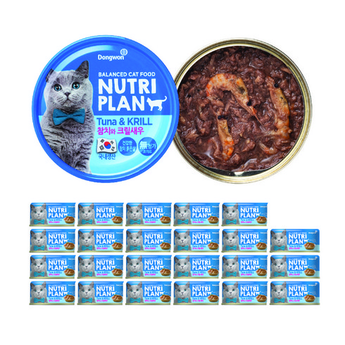 동원뉴트리플랜 고양이 간식 습식캔, 혼합맛(참치/통새우), 160g, 24개