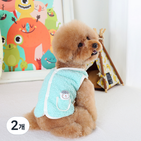 에이미러브즈펫 강아지 BL 뽀글이 조끼, 민트, 2개