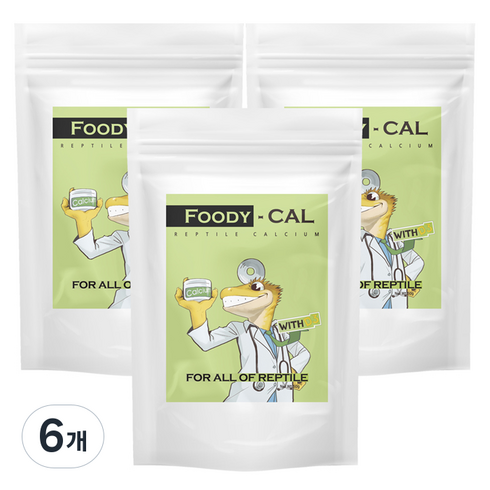 푸디웜 푸디 칼 위드 D3 파충류 사료, 6개, 50g