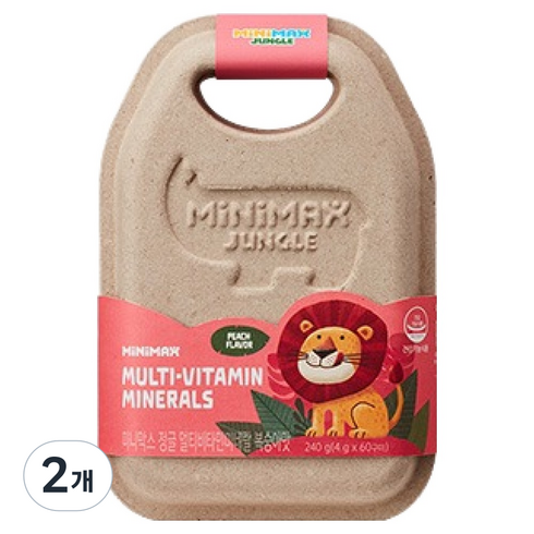 미니막스 정글 멀티비타민미네랄 복숭아맛 240g, 60정, 2개