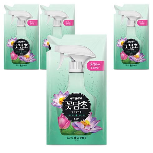샤프란꽃담초 샤프란케어 섬유탈취제 연꽃향 리필, 320ml, 4개