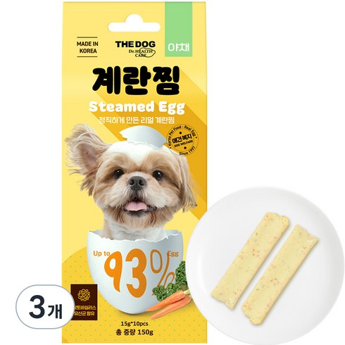 더독 강아지 계란찜 스틱 5p, 야채, 150g, 3개