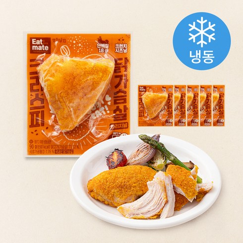 잇메이트 크리스피 닭가슴살 오리지널 (냉동), 90g, 1개입, 6개