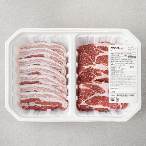 모아미트 캐나다산 보리먹인 삼겹살 목심 반반팩 구이용 (냉장), 1개, 1kg