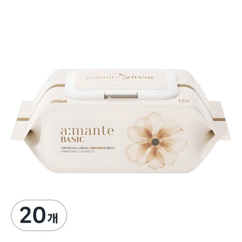 아망떼 베이직 엠보싱 물티슈 캡형, 40g, 120매, 20개