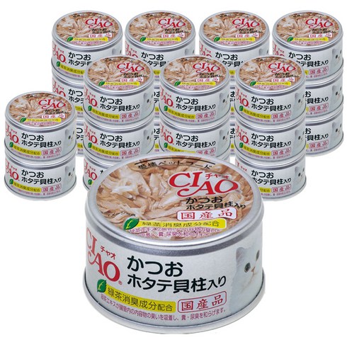 챠오츄르 고양이 화이티캔, 혼합맛(가당랑어/가리비), 85g, 24개