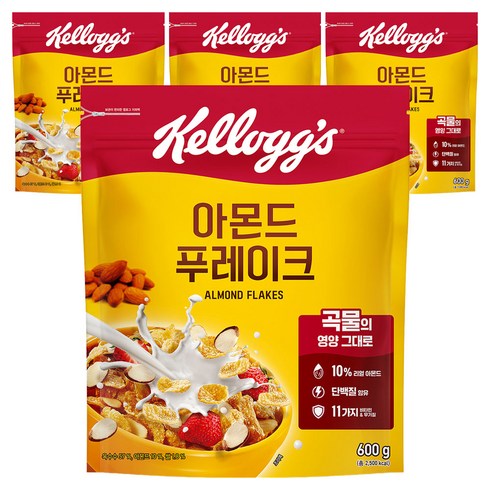 켈로그 아몬드 푸레이크 시리얼, 600g, 4개