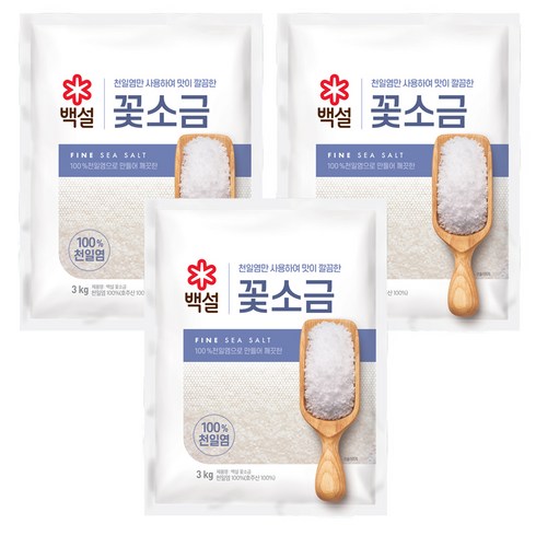 CJ제일제당 백설 꽃소금, 3kg, 3개