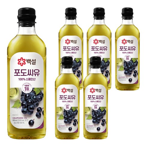 백설 포도씨유, 900ml, 6개