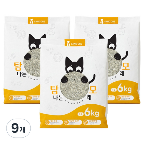 샌드원 탐나는 와이오밍 고양이 모래, 6kg, 9개, 무향