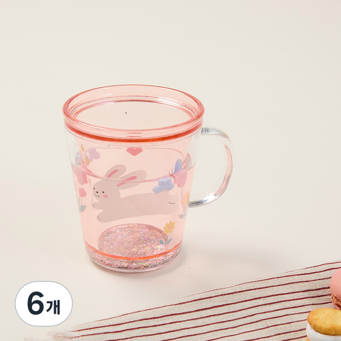 모던하우스 해피스프링 넓은 핸들워터 텀블러 토끼 260ml, 6개, 혼합색상