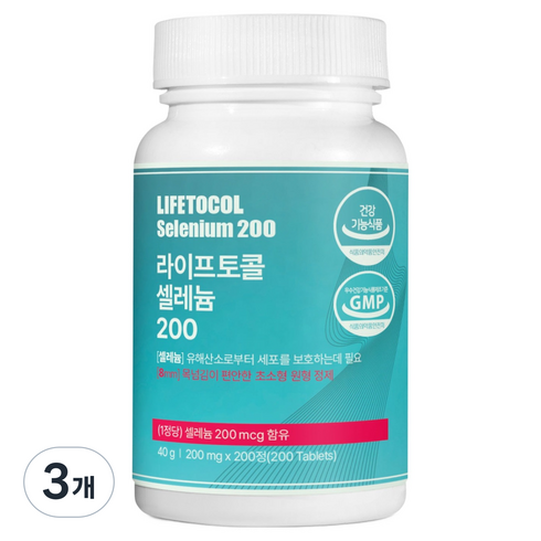 라이프토콜 셀레늄 200 40g, 3개, 200정