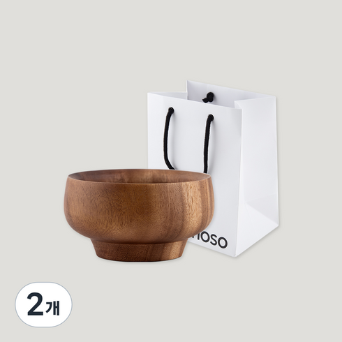 소소모소 우드웨어 이움 볼 13.5cm + 쇼핑백, 우드, 2개