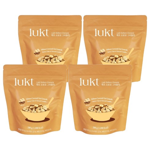 룩트 소보로 그래놀라 대용량, 200g, 4개