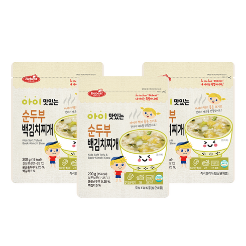 베베스트 아이 맛있는 국, 200g, 3개, 순두부 백김치찌개