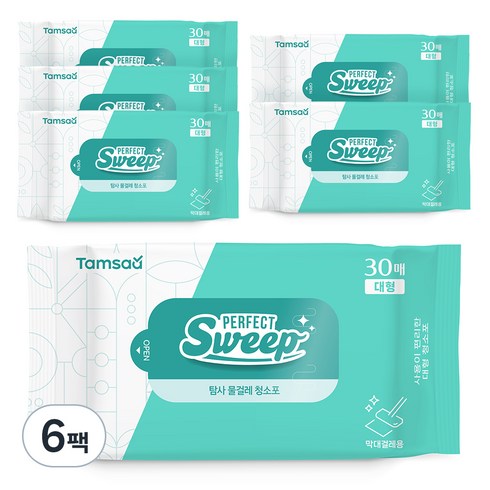 탐사 물걸레 청소포 대형 30매 리필, 50g, 30개입, 6개