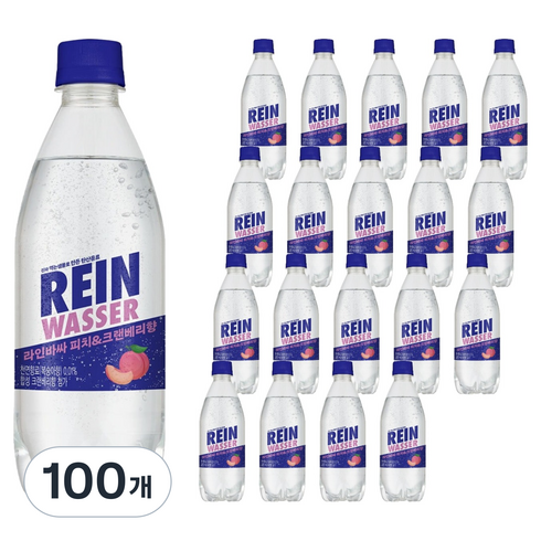 라인바싸 탄산음료 피치크랜베리 랜덤발송, 100개, 500ml