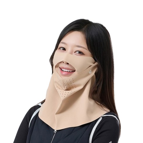 유투스포츠 겨울용 더블로 방한 골프마스크, 베이지, 1개