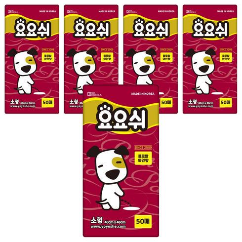 요요쉬 강아지 배변패드 와인 플로랄와인향, 50개입, 5개
