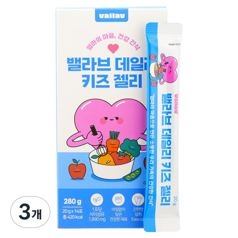 밸라브 데일리 키즈 젤리 14p, 280g, 3개, 천연사과맛