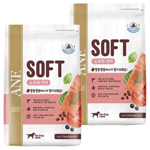 ANF 전연령용 독 소프트사료, 연어, 1.2kg, 2개