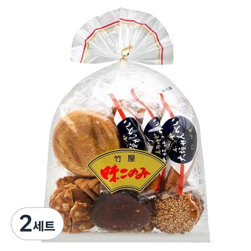 다케야 아지코노미 6종 종합 센베 세트, 2세트, 밤 + 참깨 + 카를루스 + 볶은콩 + 미소 + 오오가키