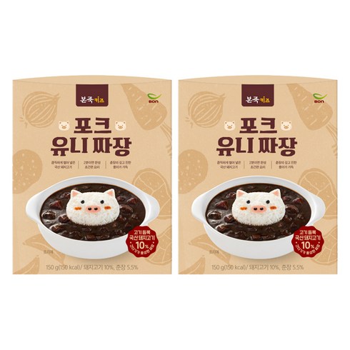 본죽 키즈 포크 유니 짜장, 150g, 2개